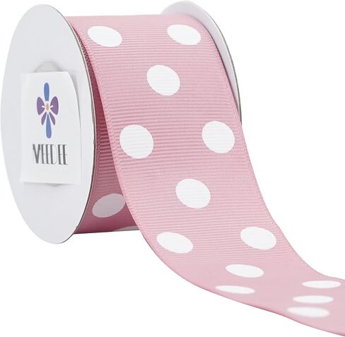 MEEDEE Hot Pink and White Polka Dot Ribbon Grosgrain Ribbon for Gift Wrapping 1-1/2 inch x 6 Yards Baby Ribbon for Crafts Baby Shower Gifts Wrapping Wreaths Bouquet Party Home Decoration in Saudi Arabia
