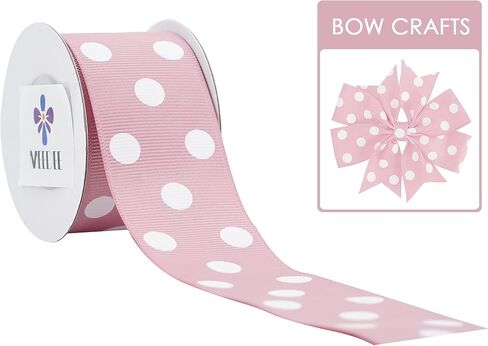 MEEDEE Hot Pink and White Polka Dot Ribbon Grosgrain Ribbon for Gift Wrapping 1-1/2 inch x 6 Yards Baby Ribbon for Crafts Baby Shower Gifts Wrapping Wreaths Bouquet Party Home Decoration in Saudi Arabia