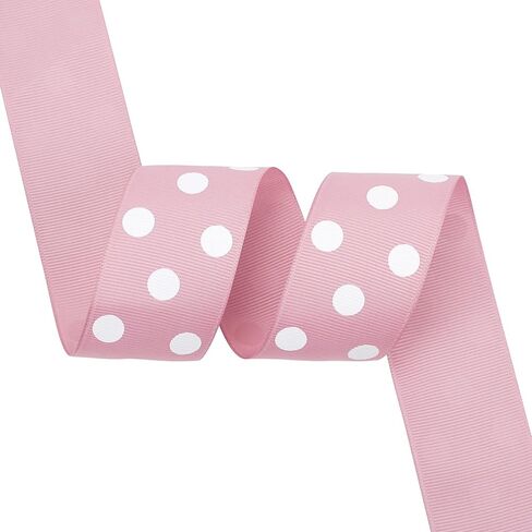 MEEDEE Hot Pink and White Polka Dot Ribbon Grosgrain Ribbon for Gift Wrapping 1-1/2 inch x 6 Yards Baby Ribbon for Crafts Baby Shower Gifts Wrapping Wreaths Bouquet Party Home Decoration in Saudi Arabia