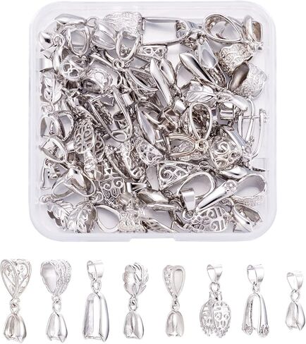 Craftdady 12 قطعة من الفضة الاسترليني كفالات قرصة & كبس على الكفالات للمعلقات، قرصة كليب موصلات المجوهرات المعلقات المشبك وصلات شماعات موصلات لصنع المجوهرات الساحرة المتدلية in Kuwait
