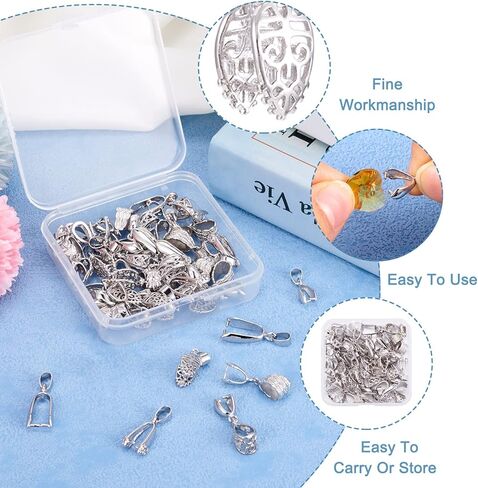 Craftdady 12 قطعة من الفضة الاسترليني كفالات قرصة & كبس على الكفالات للمعلقات، قرصة كليب موصلات المجوهرات المعلقات المشبك وصلات شماعات موصلات لصنع المجوهرات الساحرة المتدلية in Kuwait