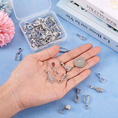 Craftdady 12 قطعة من الفضة الاسترليني كفالات قرصة & كبس على الكفالات للمعلقات، قرصة كليب موصلات المجوهرات المعلقات المشبك وصلات شماعات موصلات لصنع المجوهرات الساحرة المتدلية in Kuwait