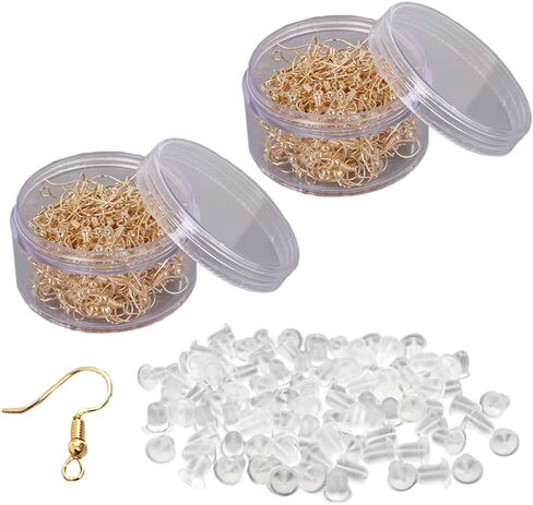 Earring Hooks with Earring Backs Set Surgical Stainless Steel Ear Hooks Soft Silicone Earring Backings for DIY Jewelry Making Hypoallergenic Bead Spring Fish Hook Earrings Accessories 400 Pack in Kuwait