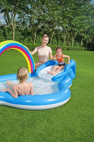 Bestway H2O GO Sing N Splash Music Land Inflatable Backyard Kids Children Toddlers Swimming Pool Play Center with Sprinkler Arch, Slide, and Ring Toss in Saudi Arabia