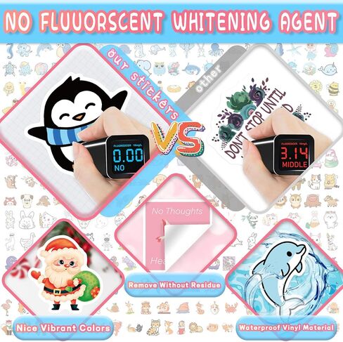 لايفبي ملصقات حيوانات لطيفة، 600 قطعة من ملصقات زجاجات المياه للاطفال، ملصقات جمالية من الفينيل المقاوم للماء للابتوب ولوح التزلج والجوال وحزم الملصقات للمراهقات والفتيات in Kuwait