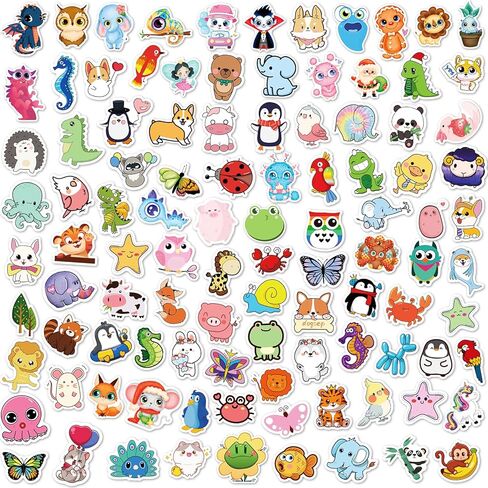 لايفبي ملصقات حيوانات لطيفة، 600 قطعة من ملصقات زجاجات المياه للاطفال، ملصقات جمالية من الفينيل المقاوم للماء للابتوب ولوح التزلج والجوال وحزم الملصقات للمراهقات والفتيات in Kuwait