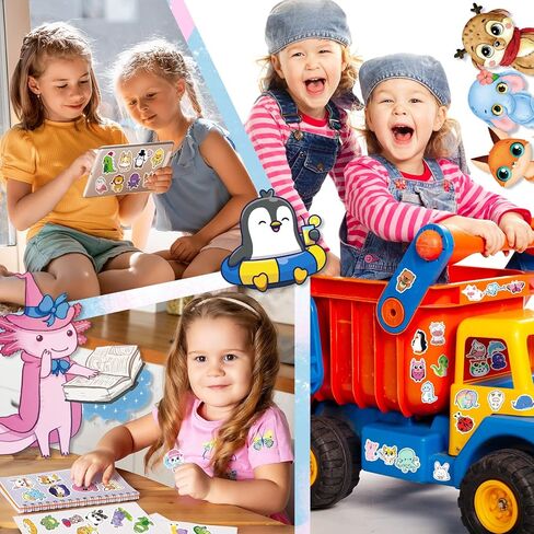 لايفبي ملصقات حيوانات لطيفة، 600 قطعة من ملصقات زجاجات المياه للاطفال، ملصقات جمالية من الفينيل المقاوم للماء للابتوب ولوح التزلج والجوال وحزم الملصقات للمراهقات والفتيات in Kuwait