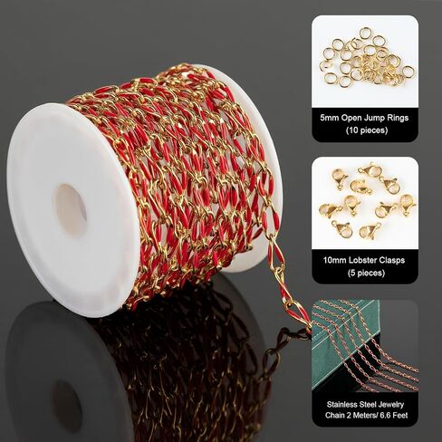 UMAOKANG 2 Meters Gold Plated Jewelry Making Chain Stainless Steel Chain Bulk Enamel Cable Chain with Jewelry Findings Women Necklace Bracelet DIY Jewelry Findings in Kuwait