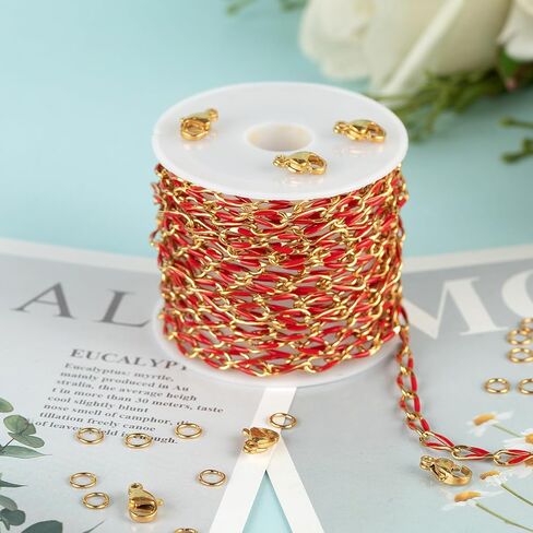 UMAOKANG 2 Meters Gold Plated Jewelry Making Chain Stainless Steel Chain Bulk Enamel Cable Chain with Jewelry Findings Women Necklace Bracelet DIY Jewelry Findings in Kuwait
