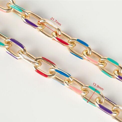 YOUBEIYEE 1 Yard Blue Enamel Paperclip Chains for Jewelry Making Gold Plated Aluminum Jewelry Making Chain Bulks with Jump Rings and Lobster Clasps in Kuwait