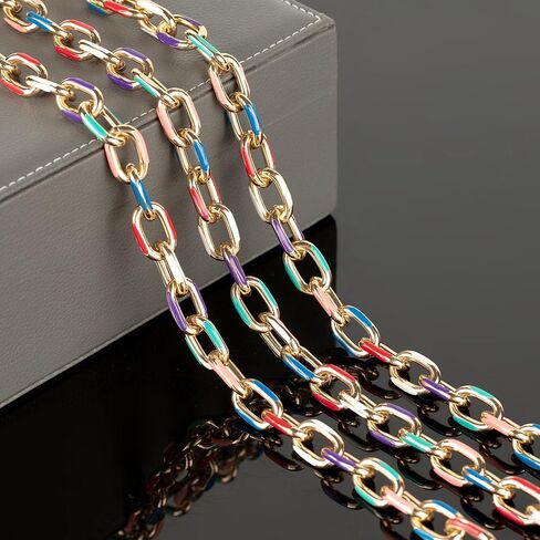 YOUBEIYEE 1 Yard Blue Enamel Paperclip Chains for Jewelry Making Gold Plated Aluminum Jewelry Making Chain Bulks with Jump Rings and Lobster Clasps in Kuwait