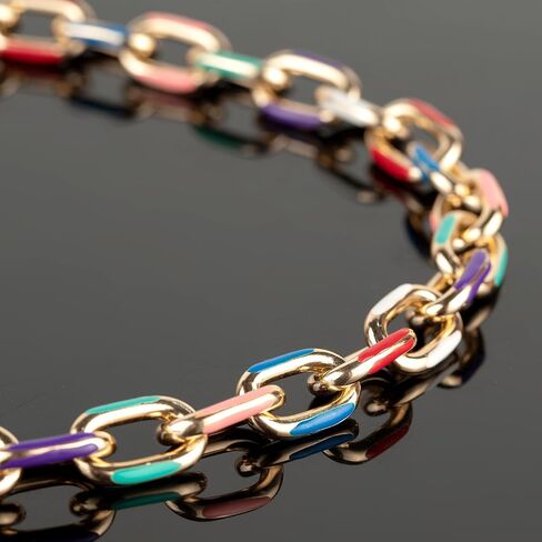 YOUBEIYEE 1 Yard Blue Enamel Paperclip Chains for Jewelry Making Gold Plated Aluminum Jewelry Making Chain Bulks with Jump Rings and Lobster Clasps in Kuwait