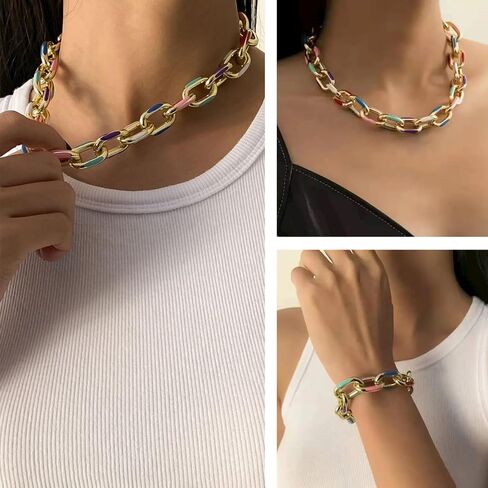 YOUBEIYEE 1 Yard Blue Enamel Paperclip Chains for Jewelry Making Gold Plated Aluminum Jewelry Making Chain Bulks with Jump Rings and Lobster Clasps in Kuwait