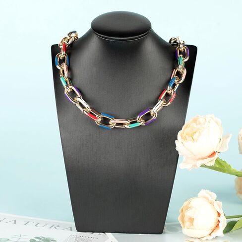 YOUBEIYEE 1 Yard Blue Enamel Paperclip Chains for Jewelry Making Gold Plated Aluminum Jewelry Making Chain Bulks with Jump Rings and Lobster Clasps in Kuwait