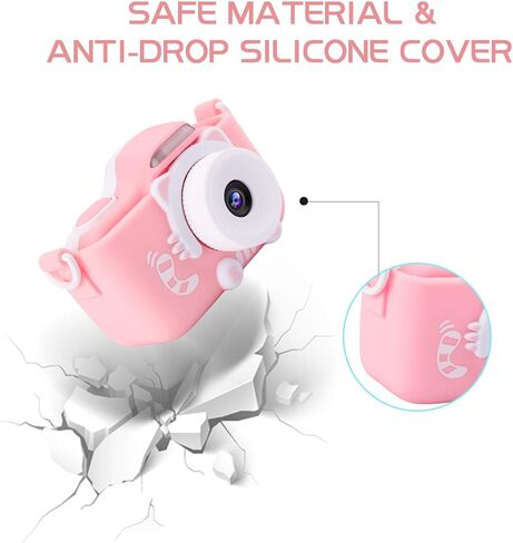 Kids Camera for Girls Gifts JOYTRIP 16.0MP HD 2.0 Inches Screen Kids Digital Cameras Anti-Drop Children Selfie Toy Camera Mini Child Camcorder for Age 3-14 with Soft Silicone Material (Pink) in Kuwait