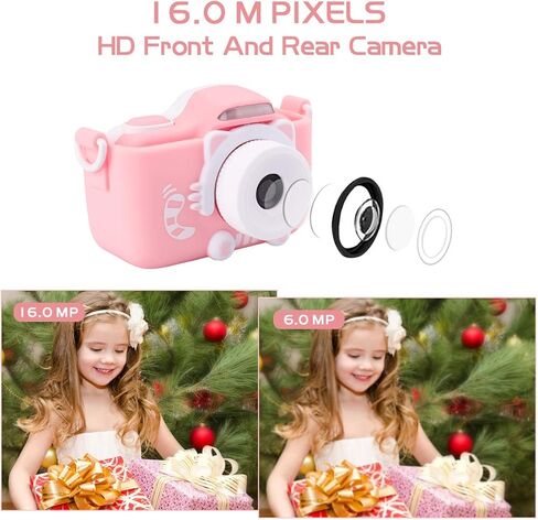Kids Camera for Girls Gifts JOYTRIP 16.0MP HD 2.0 Inches Screen Kids Digital Cameras Anti-Drop Children Selfie Toy Camera Mini Child Camcorder for Age 3-14 with Soft Silicone Material (Pink) in Kuwait