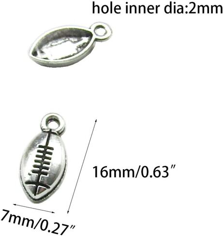 100 قطعة كرة القدم سحر الرياضة سحر المعلقات لصنع المجوهرات أساور قلادة, معدن, بدون أحجار كريمة in Kuwait