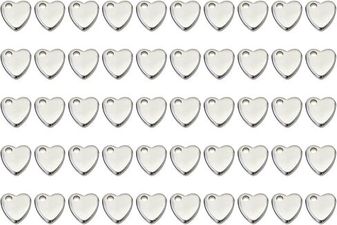 Shapenty Mini Stainless Steel Heart Pendant Charms Beads Bulk for Necklace Earring Bracelet Keychain Jewelry Making Craft Project Christmas Ornaments Decoration,10x9mm (50) in Saudi Arabia