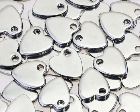 Shapenty Mini Stainless Steel Heart Pendant Charms Beads Bulk for Necklace Earring Bracelet Keychain Jewelry Making Craft Project Christmas Ornaments Decoration,10x9mm (50) in Saudi Arabia