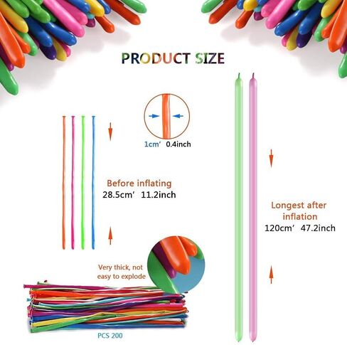 مجموعة بالونات ماي لاي 100 بالونة على شكل حيوانات، 260 بالونة لاتكس طويلة لتزيين الحفلات in Kuwait