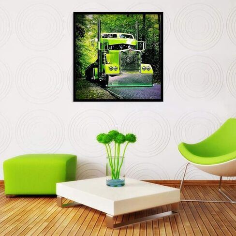 5D DIY الماس اللوحة شاحنة 16X16 بوصة الحفر الكامل جولة حجر الراين التطريز لتزيين الجدران in Kuwait