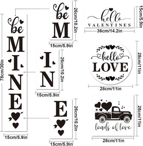 Whaline Valentine's Day Stencils for Painting on Wood 9Pcs Reusable Be Mine Porch Sign Drawing Stencil Love Truck Hugs & Kisses Loads of Love Painting Template for DIY Art Crafts Fabric Scrapbook in Saudi Arabia