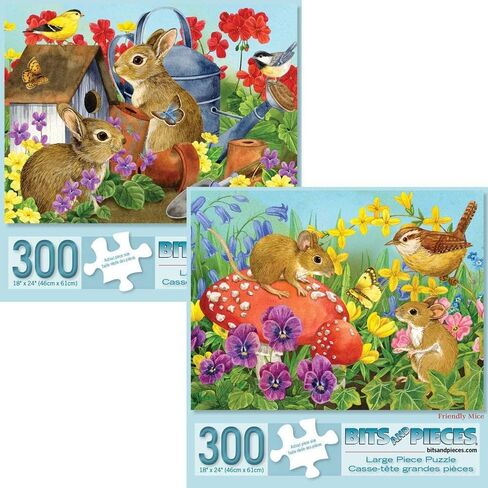 Bits and Pieces - Value Set of 2-300 Large Piece Jigsaw Puzzles for Adults – 300 pc ‘Bunnies’ & ‘Mice’ Jigsaws by Artist Jane Maday - 18" x 24" in Saudi Arabia