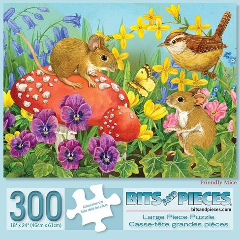 Bits and Pieces - Value Set of 2-300 Large Piece Jigsaw Puzzles for Adults – 300 pc ‘Bunnies’ & ‘Mice’ Jigsaws by Artist Jane Maday - 18" x 24" in Saudi Arabia