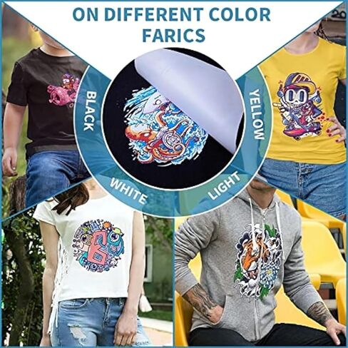 ورق غشاء نقل من دي تي اف، 10 اوراق ايه 4 (8.3 انش × 11.7 انش) ورق معالجة مسبق شفاف غير لامع مزدوج الجوانب سهل الكمامة من بي اي تي، ورق نقل حراري معالج مسبقا بالكي لجميع الاقمشة والقمصان والاكواب in Kuwait