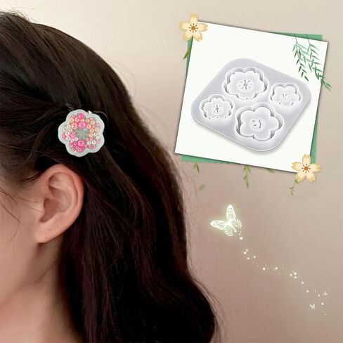 FineInno 2 Pcs Flower Shaker Molds for Epoxy Resin Cherry Blossom Quicksand Silicone Molds Pendant Jewelry Making DIY Casting Art Craft Home Decoration in Saudi Arabia