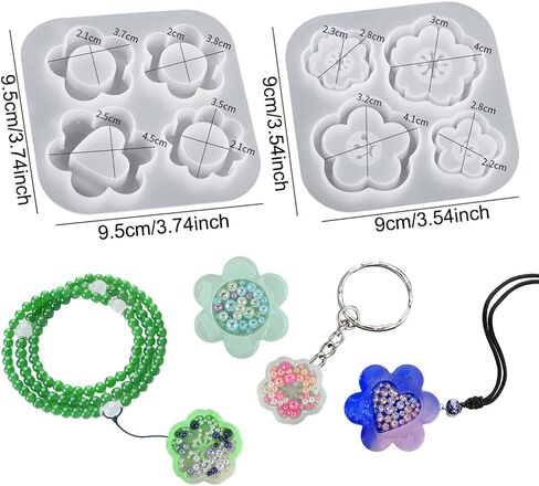 FineInno 2 Pcs Flower Shaker Molds for Epoxy Resin Cherry Blossom Quicksand Silicone Molds Pendant Jewelry Making DIY Casting Art Craft Home Decoration in Saudi Arabia
