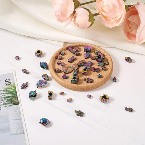 Cheriswelry 80Pcs 5.5-15mm Assorted Rack Plating Alloy Beads Rainbow Heart Skull Infinity Fish Alloy Beads Metal Star Tortoise Leaf Beads for DIY Necklace Bracelet Earring in Saudi Arabia