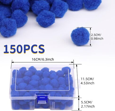 BAGERLA 150 Pcs Pom Poms for Craft, 1 Inch Pom Pom Balls Poms Arts and Crafts for Creative Decorations, Black Pompoms for Crafts DIY Projects in Kuwait