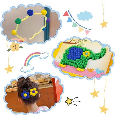 BAGERLA 150 Pcs Pom Poms for Craft, 1 Inch Pom Pom Balls Poms Arts and Crafts for Creative Decorations, Black Pompoms for Crafts DIY Projects in Kuwait