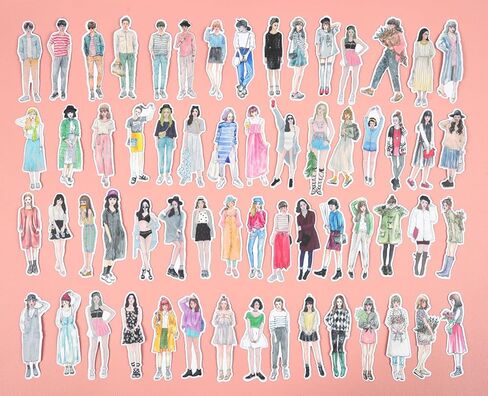 52 Pieces Kawaii Girl Planner Stickers Pack,Lovely Fashion People DIY Decorative Sticker for Journaling Scrapbooking Adult Water Bottle Travel Case Car Skateboard Motorcycle Bicycle Luggage Guitar Bike Decal in Kuwait