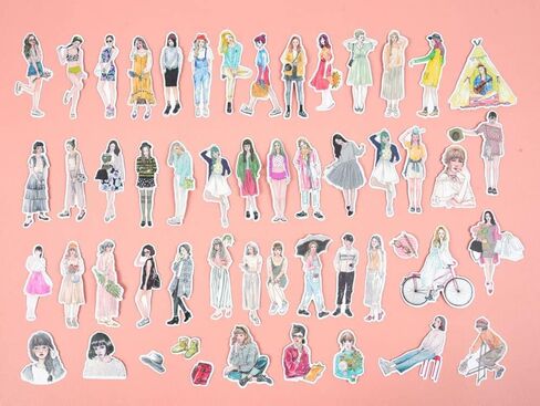52 Pieces Kawaii Girl Planner Stickers Pack,Lovely Fashion People DIY Decorative Sticker for Journaling Scrapbooking Adult Water Bottle Travel Case Car Skateboard Motorcycle Bicycle Luggage Guitar Bike Decal in Kuwait