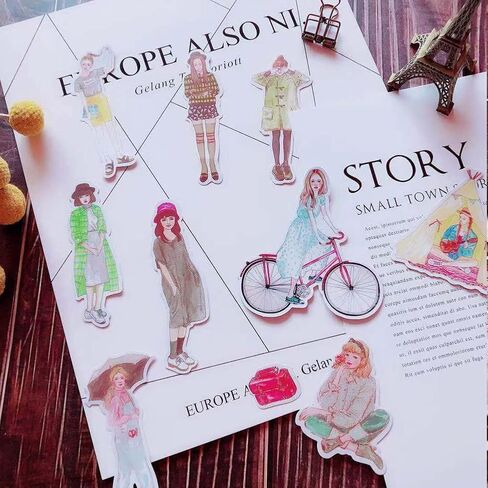 52 Pieces Kawaii Girl Planner Stickers Pack,Lovely Fashion People DIY Decorative Sticker for Journaling Scrapbooking Adult Water Bottle Travel Case Car Skateboard Motorcycle Bicycle Luggage Guitar Bike Decal in Kuwait