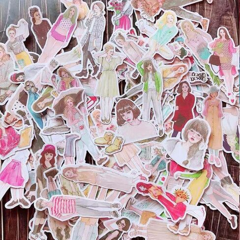 52 Pieces Kawaii Girl Planner Stickers Pack,Lovely Fashion People DIY Decorative Sticker for Journaling Scrapbooking Adult Water Bottle Travel Case Car Skateboard Motorcycle Bicycle Luggage Guitar Bike Decal in Kuwait