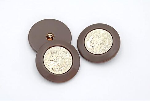 5 PCS Vintage Round Metal Gold Button Women Head Pattern Decorative Buttons Suit Coat Uniform (Black Gold, 30mm) in Saudi Arabia