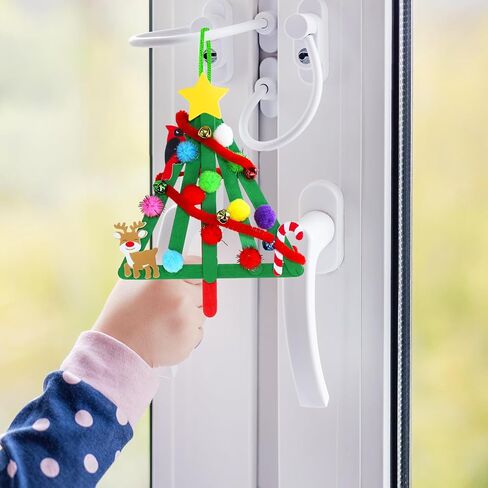 Winlyn 27 Sets Christmas Craft Kits Winter Crafts Popsicle Stick Christmas Tree Ornaments Decorations Art Sets Craft Sticks Christmas Foam Stickers for Kids Holiday Classroom Activities Party Favors in Saudi Arabia