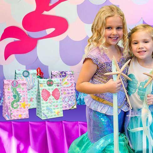 اكياس هدايا للحفلات بتصميم حورية البحر - 84 قطعة من لوازم حفلات اعياد الميلاد بتصميم حورية البحر وسلسلة المفاتيح والاختام وسوار وفقاعات تاتو للاطفال والبنات، زينة عيد ميلاد بنمط حورية البحر، حشو شنط in Kuwait