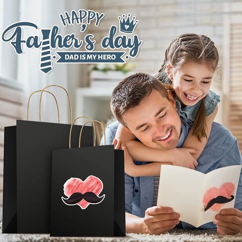 أكياس هدايا صغيرة من UCGOU مقاس 5.25x3.75x8 بوصة 25 قطعة من أكياس ورق الكرافت السوداء مع مقابض حقائب هدايا ورقية حقائب هدايا للحفلات وحقائب جيدة وحقائب تسوق وحقائب حرفية in Kuwait