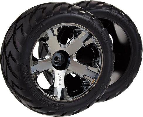 Traxxas 3776A Anaconda 2.8" Tires Assembled on All-Star Black-Chrome Wheels in Saudi Arabia