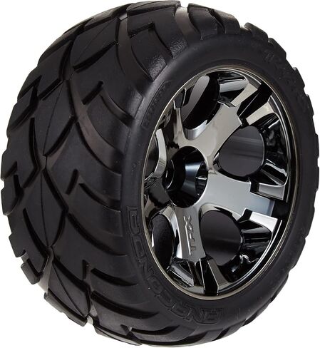 Traxxas 3776A Anaconda 2.8" Tires Assembled on All-Star Black-Chrome Wheels in Saudi Arabia