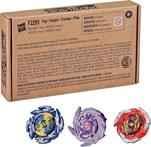 BEYBLADE Burst Surge Speedstorm Thunder Threat 3-Pack - Kolossal Fafnir F6, Spear Dullahan D6, Brave Roktavor R6 Battling Game Top Toys in Saudi Arabia