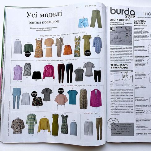 Vol. 7/2023 Burda Style Magazine in Ukrainian Sewing Patterns Templates Fashion Clothes Summer Dress Blouse Tops Skirt Pants Shorts Women Size 34-48 Men 46-56 Boys 98-122 Журнал Бурда Українською in Kuwait