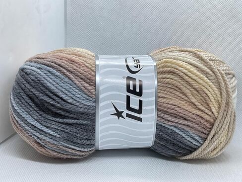 خيوط سحرية - رمادي، بيج، بني، أكريليك كريمي ذاتي الخطوط، وزن الصوفى 202 ياردة (185 مترًا) 3.53 أونصة (100 جرام) in Kuwait