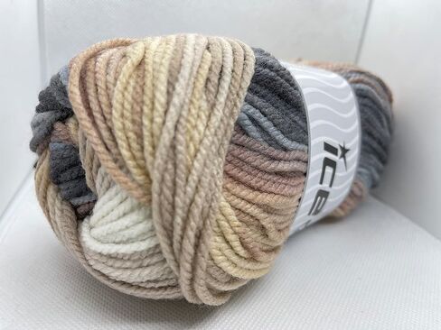 خيوط سحرية - رمادي، بيج، بني، أكريليك كريمي ذاتي الخطوط، وزن الصوفى 202 ياردة (185 مترًا) 3.53 أونصة (100 جرام) in Kuwait