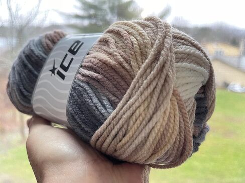 خيوط سحرية - رمادي، بيج، بني، أكريليك كريمي ذاتي الخطوط، وزن الصوفى 202 ياردة (185 مترًا) 3.53 أونصة (100 جرام) in Kuwait