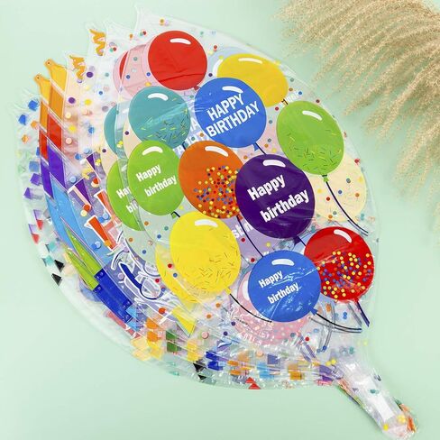 12 Pieces Large Happy Birthday Colorful 4D Balloons with 22 Inch Round Shaped Mylar Balloon for Birthday Party Baby Shower Rainbow Multicolor Clear Balloons Decor Supplies in Kuwait